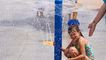 Children having fun at the splash pad