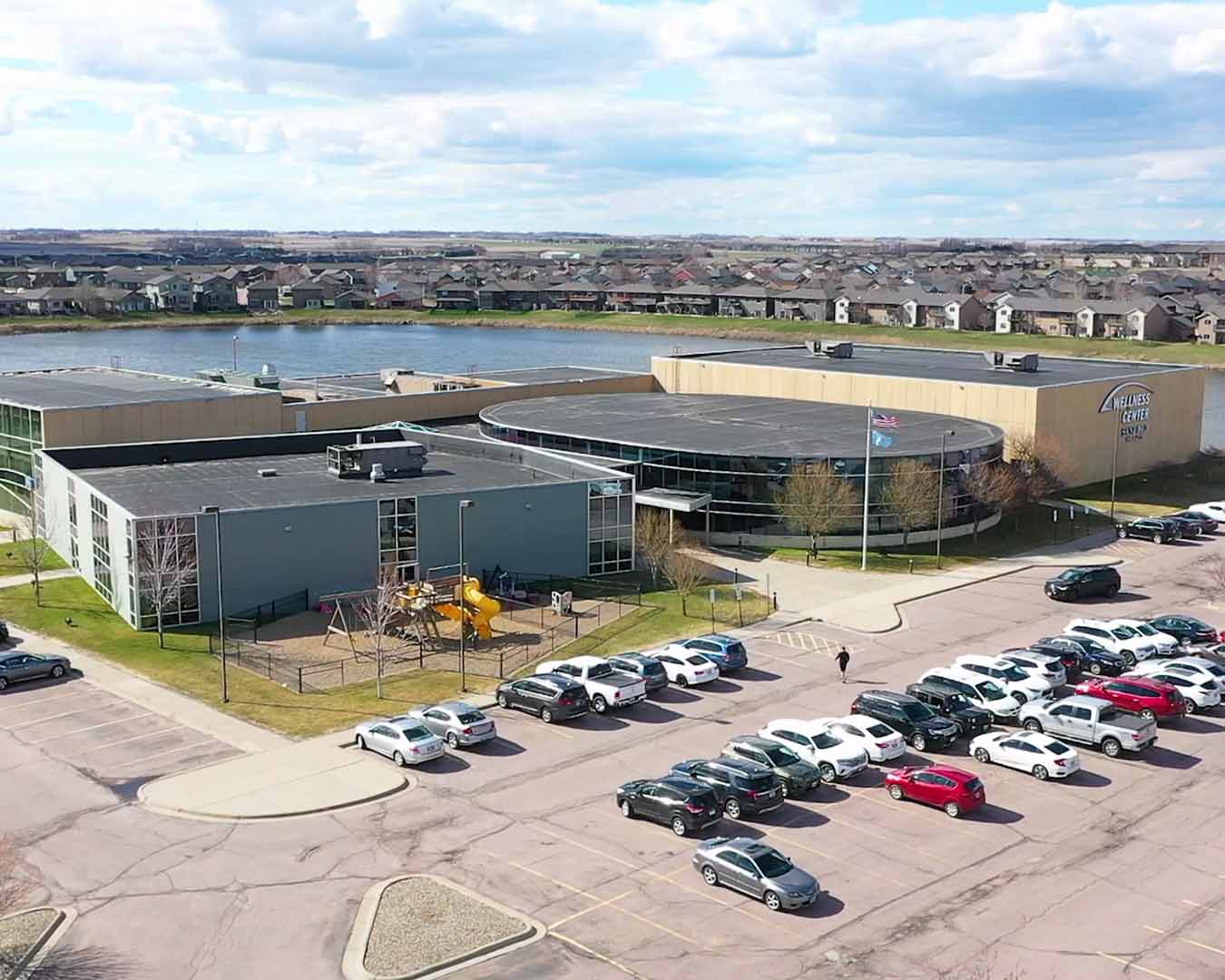 An aerial photo showing the Westside Recreation Center in west Sioux Falls.