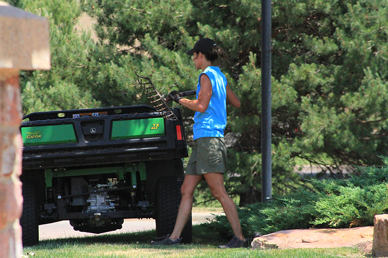 parks employee raking